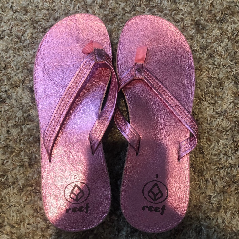 Reef pink flip flops